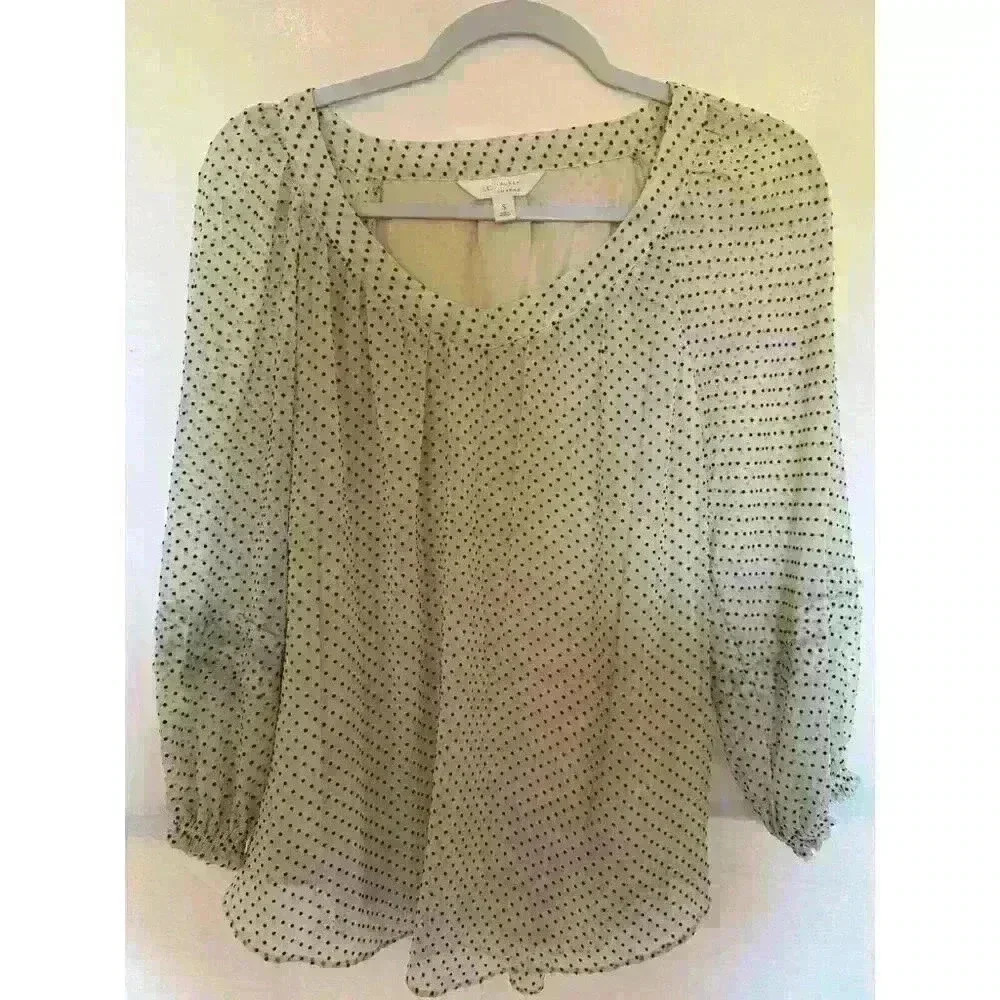 Lauren Conrad Blouse Small Black And White Polka Dots